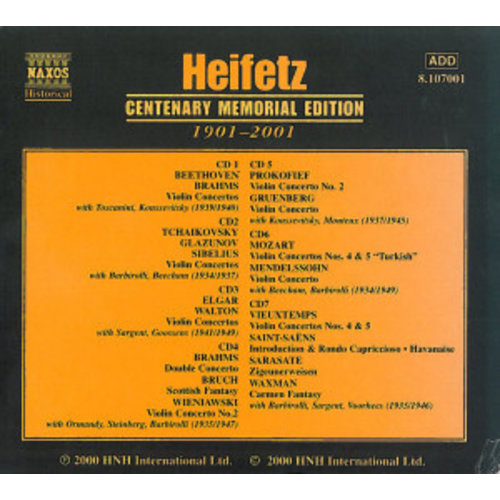 Heifetz:centenary Memorial Edition