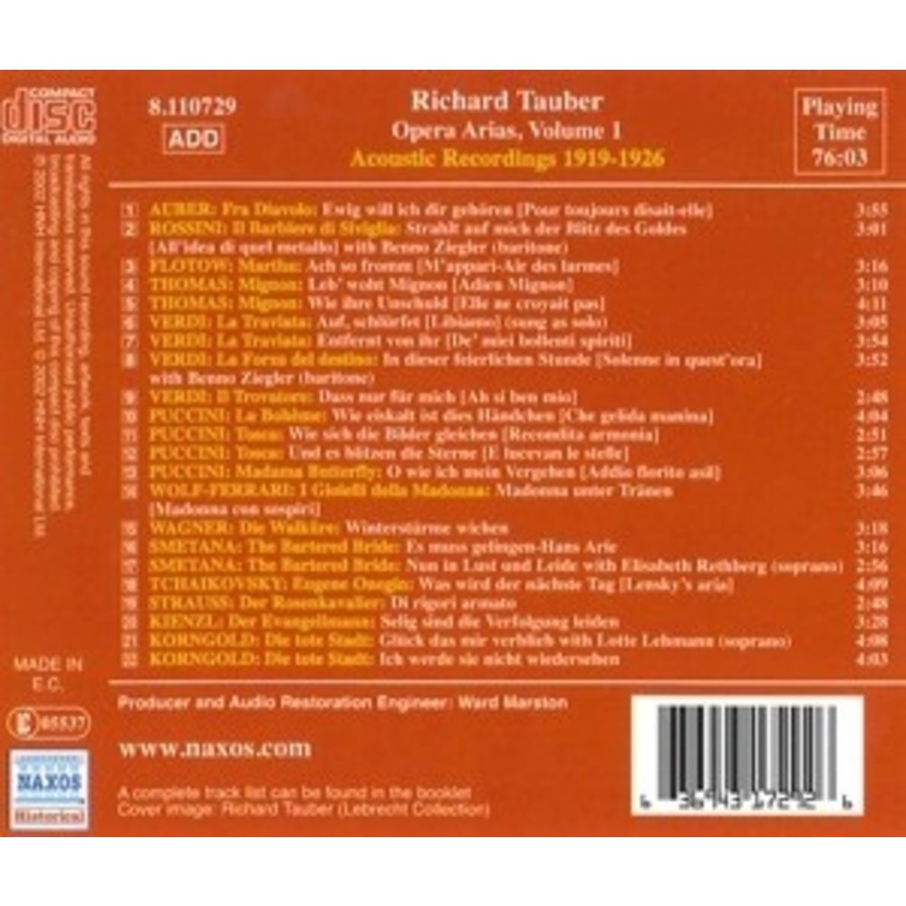 Tauber: Opera Arias,Vol.1