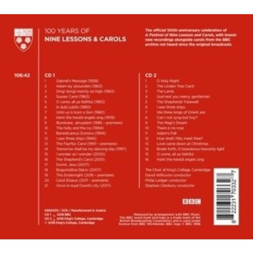 KINGS COLLEGE CHOIR CAMBRIDGE 100 Years Of Nine Lessons & Carols 2CD