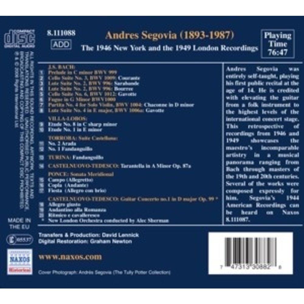 Segovia, Andres: 1946 New York