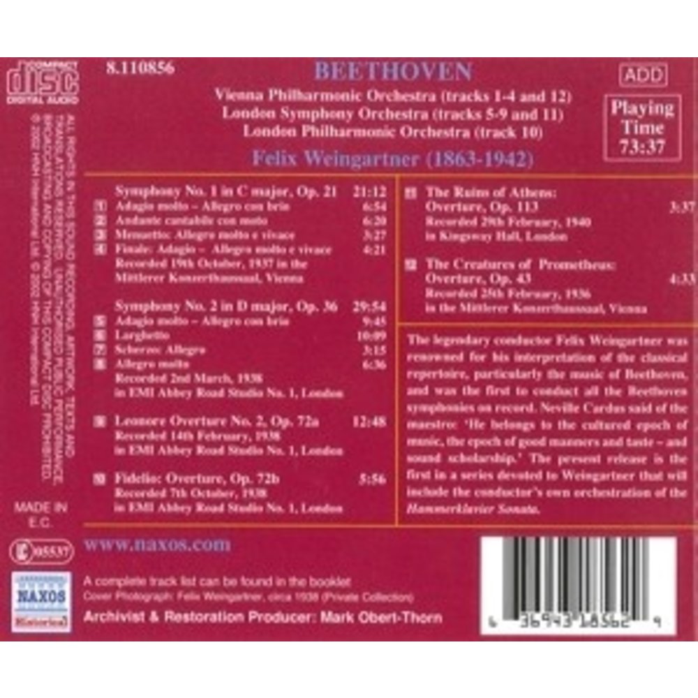 Weingartner:beethoven-Sym.1&2