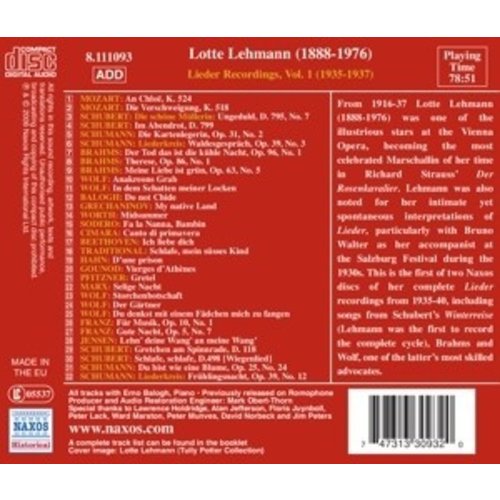Lehmann:lieder Recordings,Vo.1
