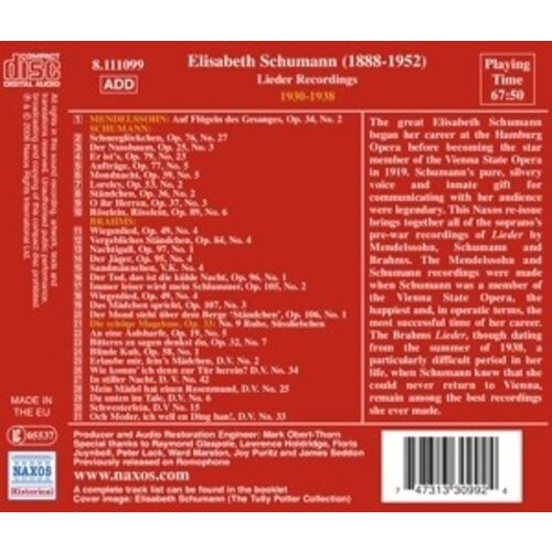 Schumann, Elizabeth: Brahms /