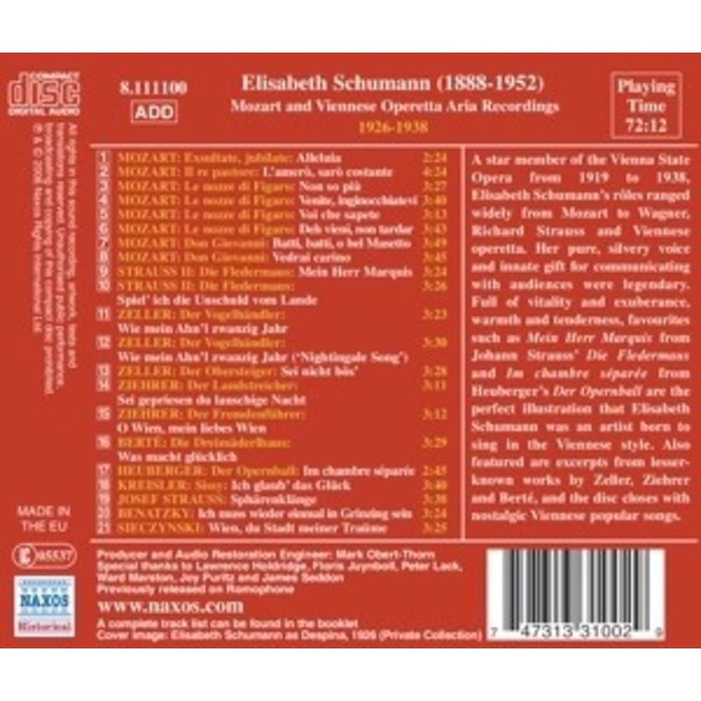 Schumann, Elisabeth: Mozart An