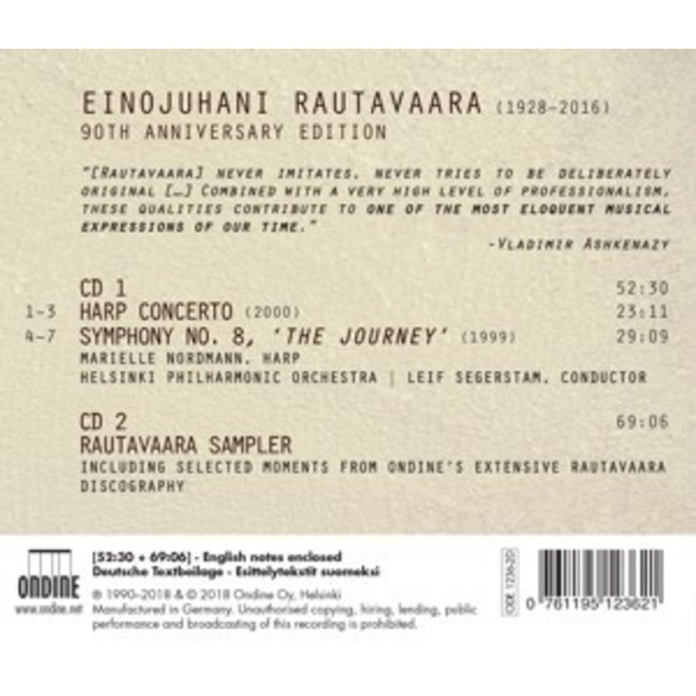 Ondine Rautavaraa: 90th Anniversary Edition - Harp Concerto, Symph No.8