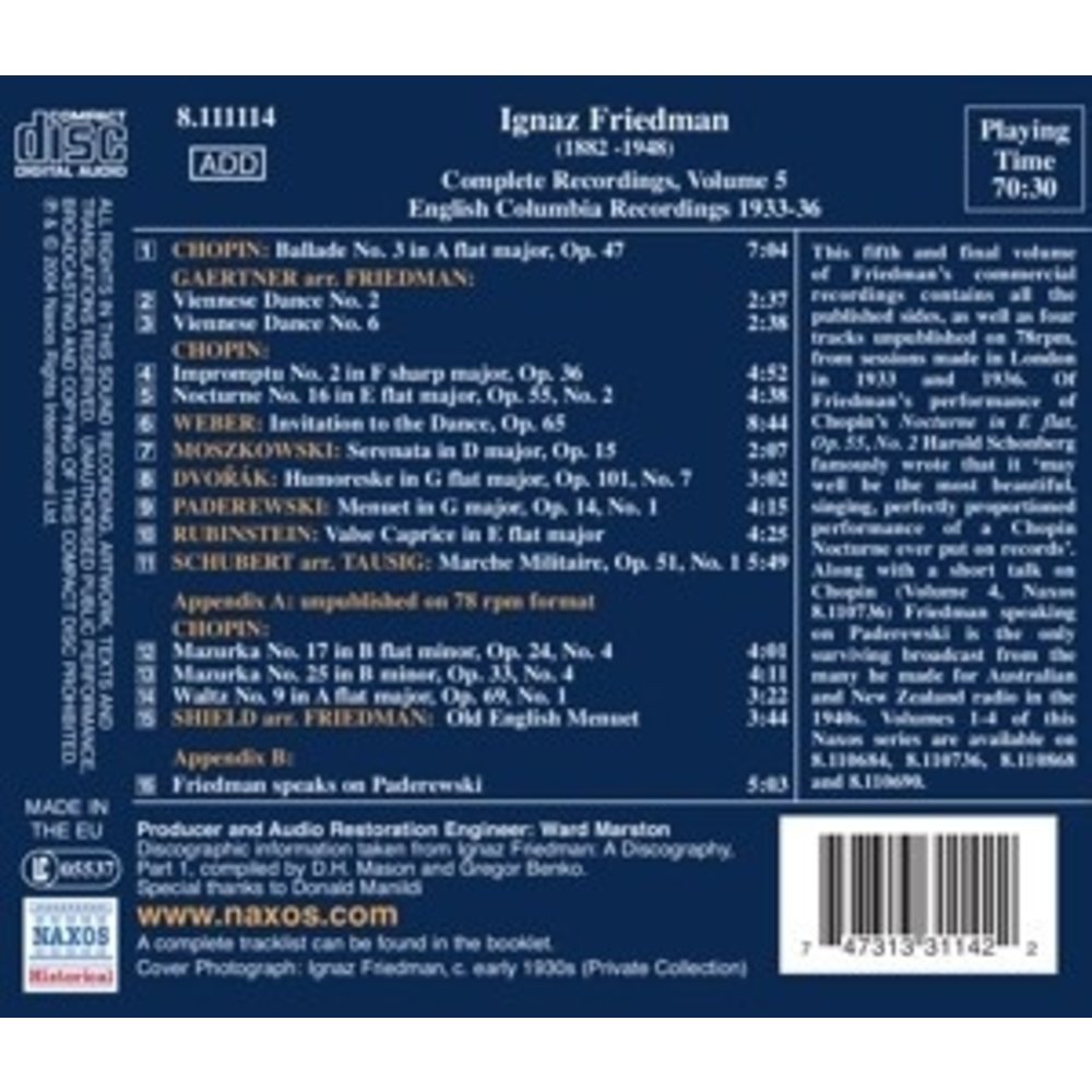 Friedman, Ignaz: Complete Reco