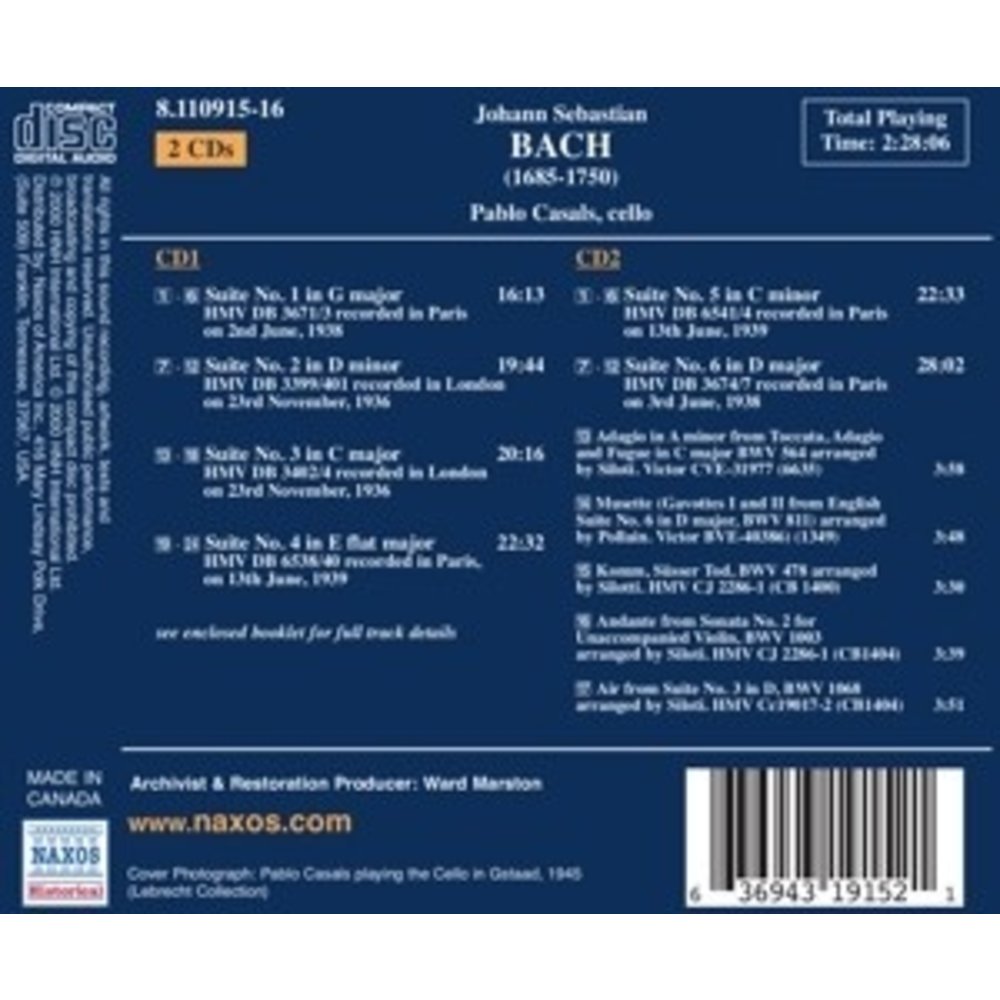 Casals: J.s.bach Cello Suites