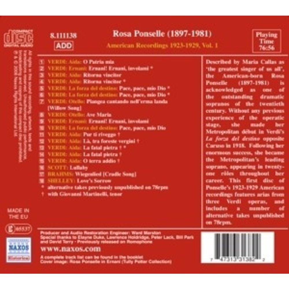 Ponselle, Rosa: American Recor