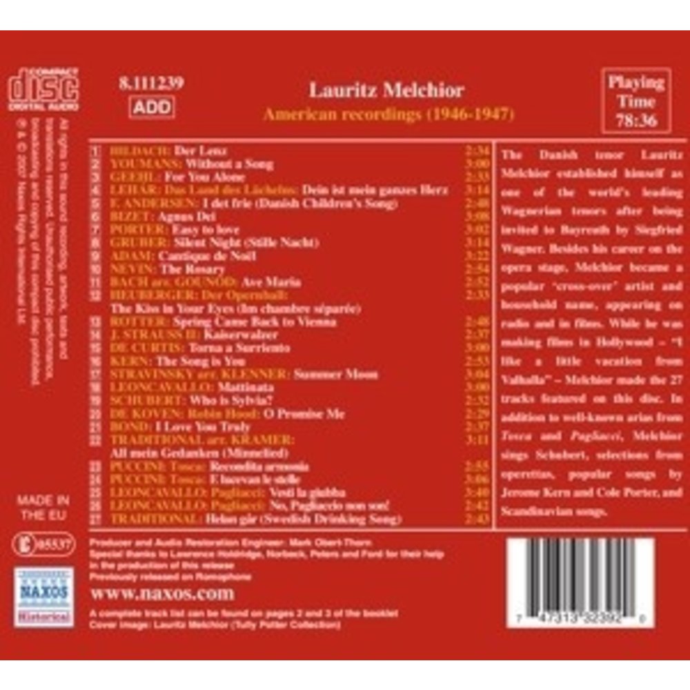 Melchior, Lauritz: American Re