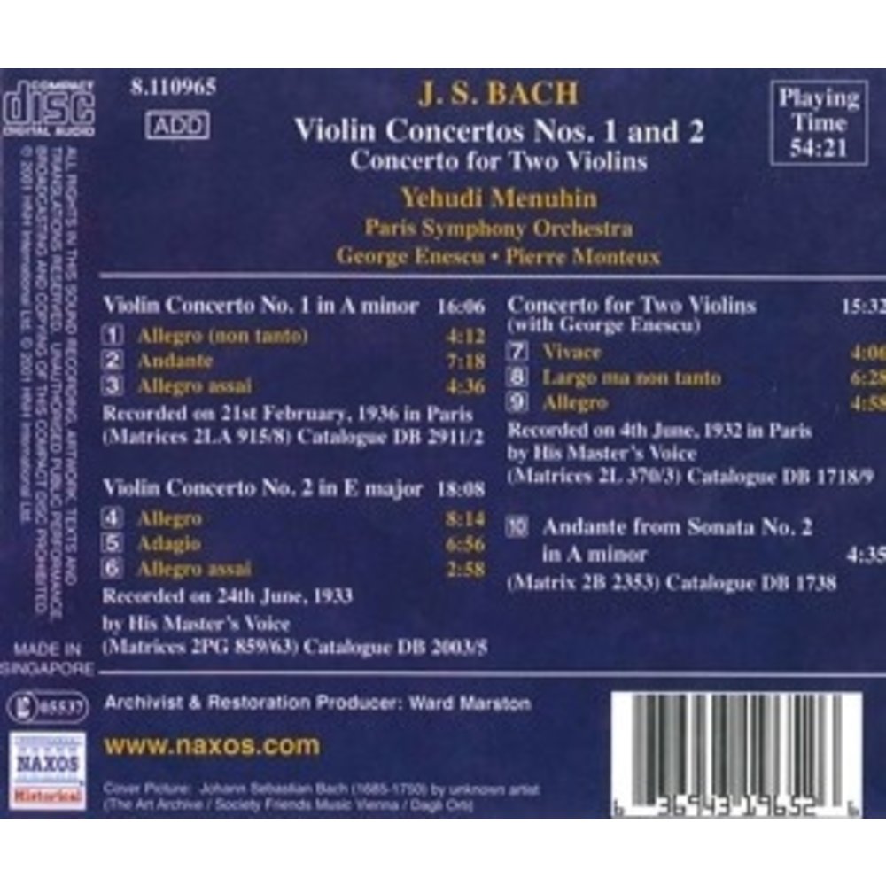 Menuhin:j.s.bach-Violin Concer