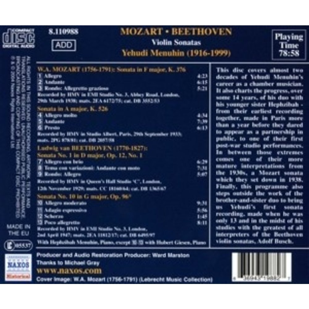Mozart.beethoven:violin Son.