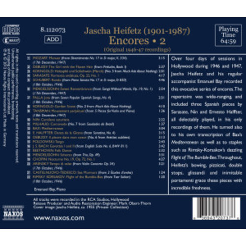 Heifetz: Encores Vol.2
