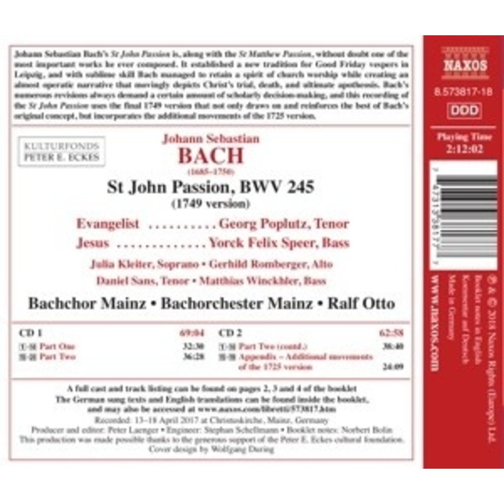 Naxos St John Passion, Bwv 245 (1749 Vers