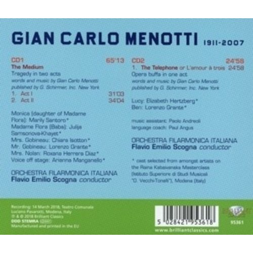 Brilliant Classics Menotti: The Medium, The Telephone