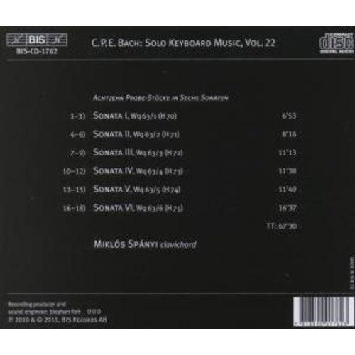 BIS Cpe Bach: Solo Keyboard Music, Vol. 22