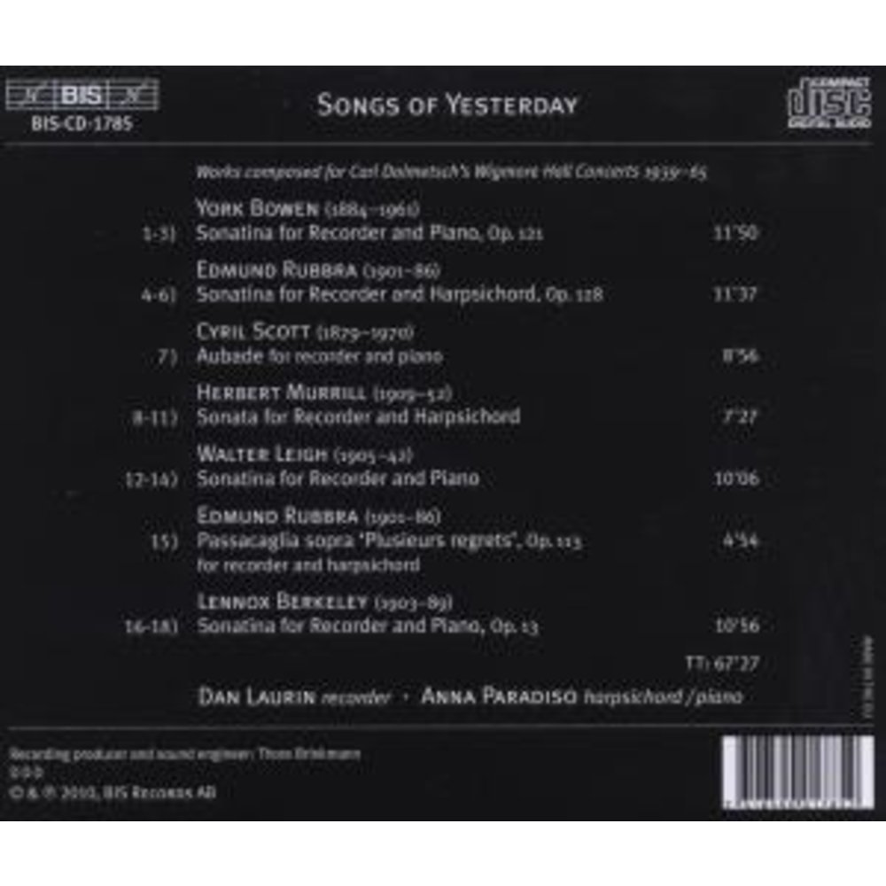 BIS Songs Of Yesterday