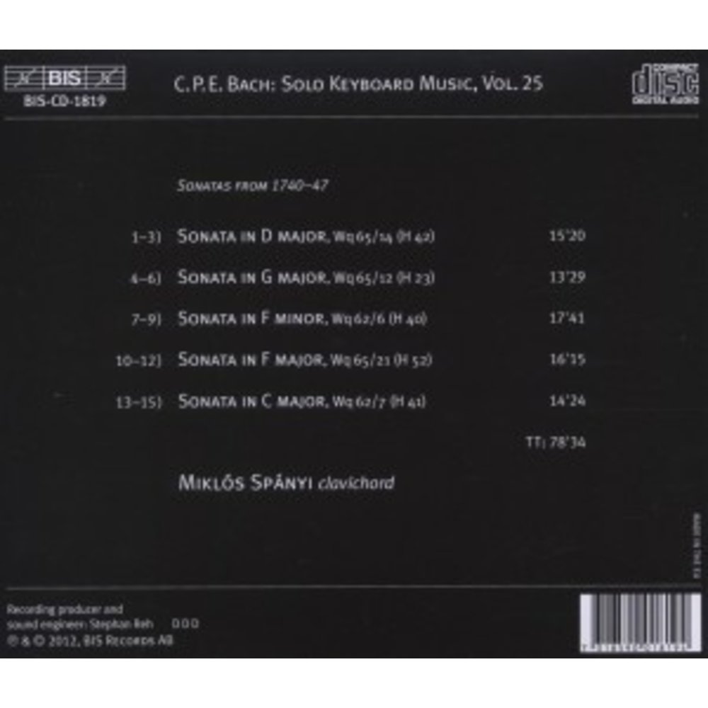 BIS Cpe Bach: The Solo Keyboard Music - Volume 25