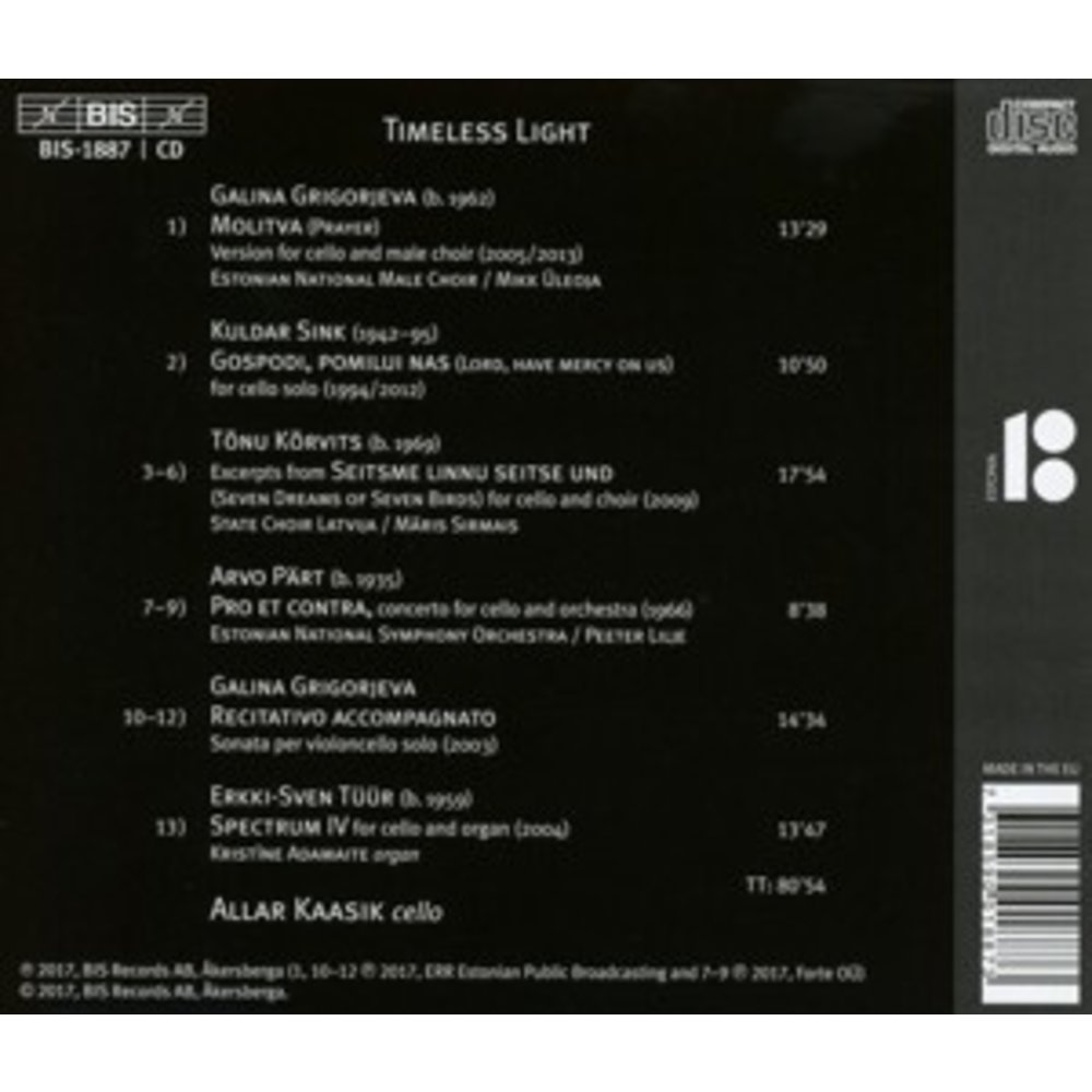 BIS Timeless Light -Estonian Cello Work