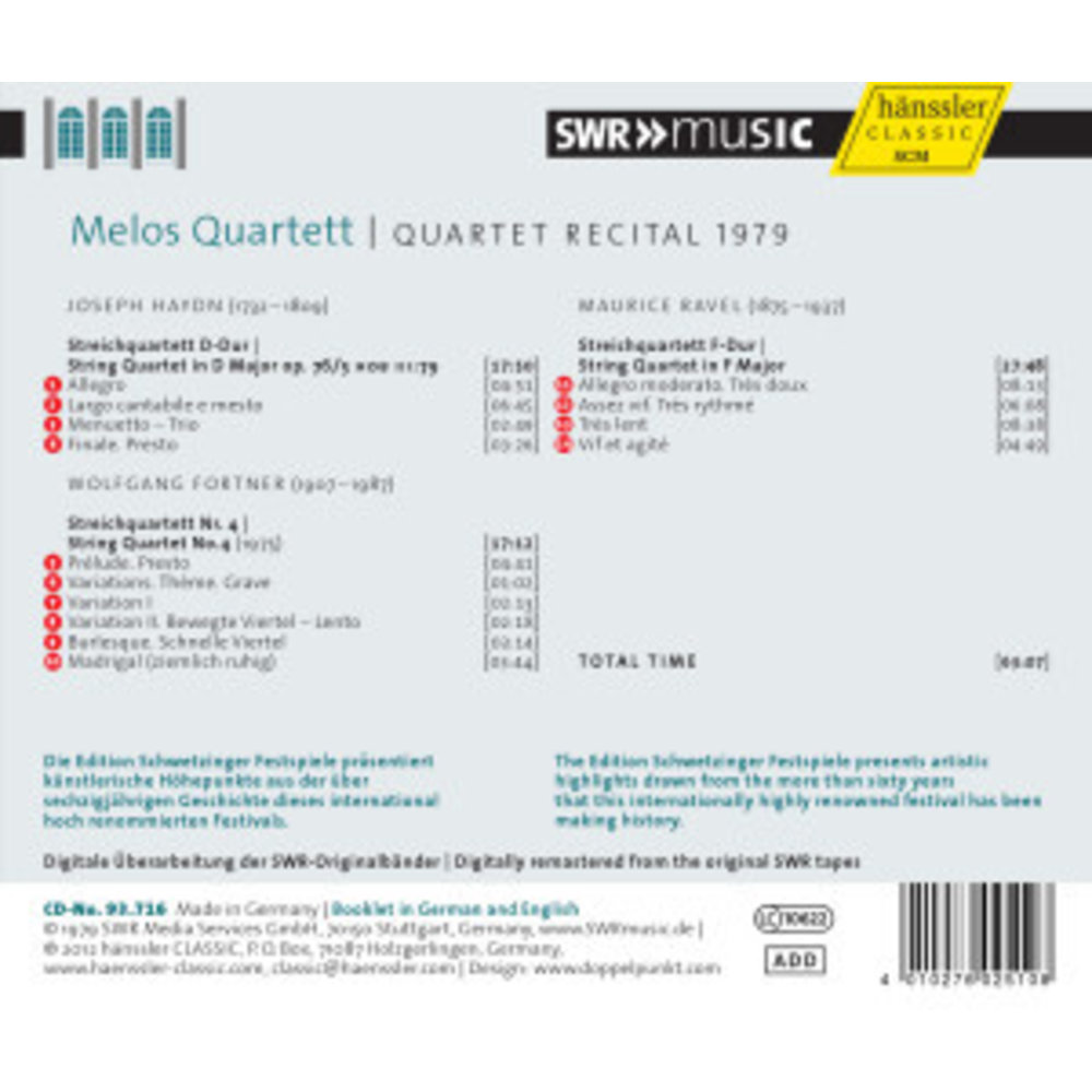 Melos Quartett: Recital 1979