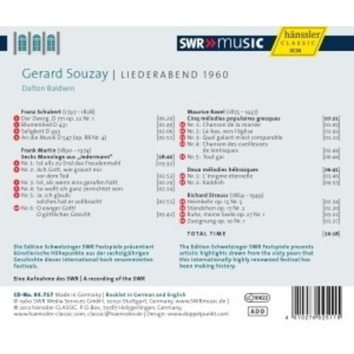 Souzay: Liederabend 1960