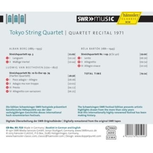 Tokyo String Quartet: Recital 1971