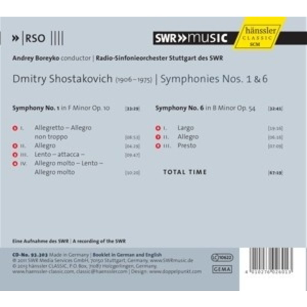 Shostakovich: Symphonies 1+6