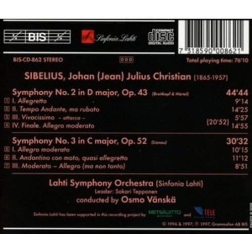 BIS Sibelius - Symph. 2 + 3