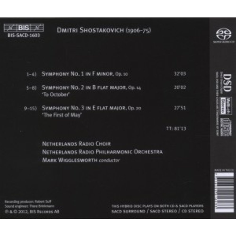 BIS Shostakovich: Symphonies Nos. 1-3