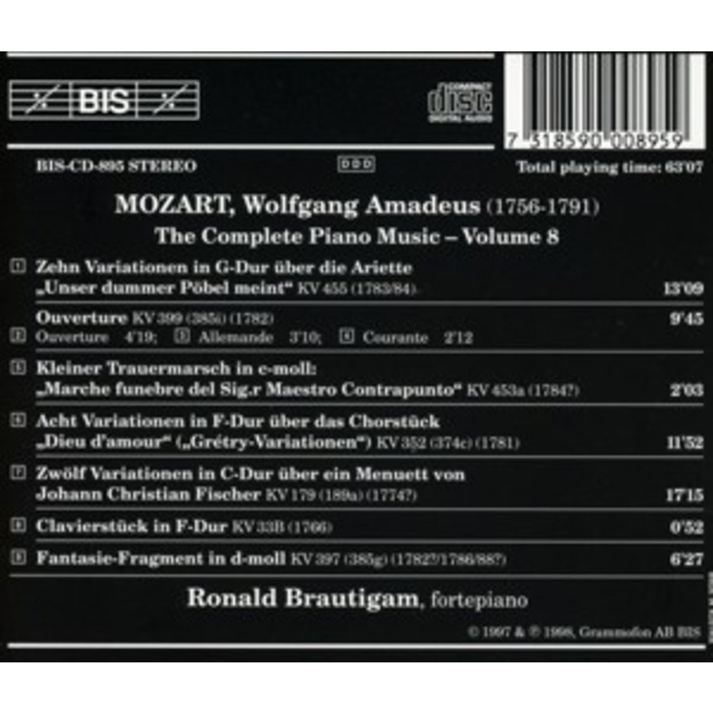 BIS Mozart - Piano Viii