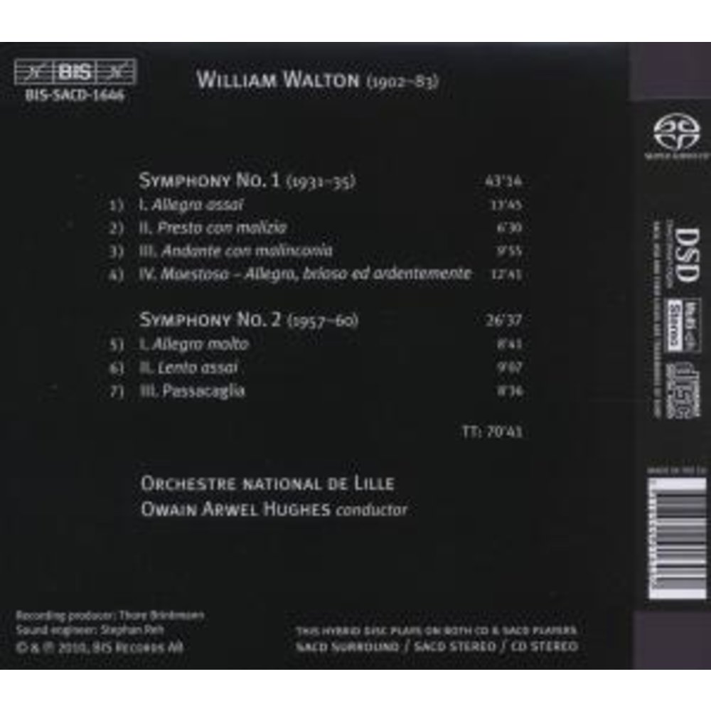BIS Walton - Symph. Nos.1 & 2