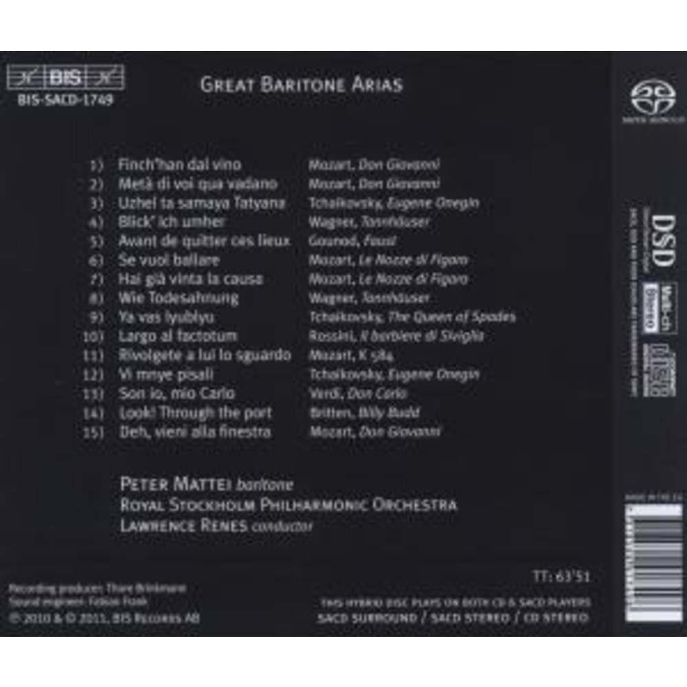 BIS Great Baritone Arias