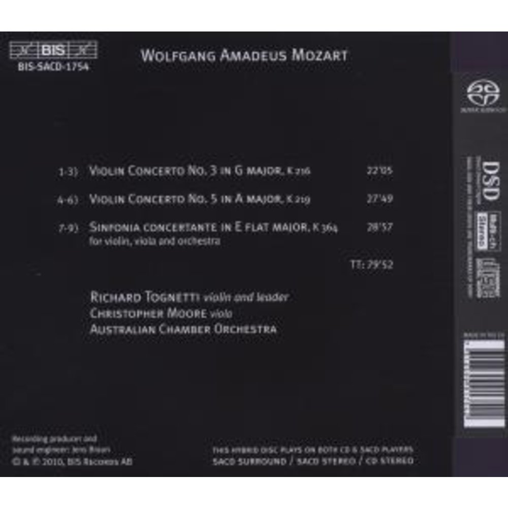 BIS Mozart - Vln. Conc. Vol.1