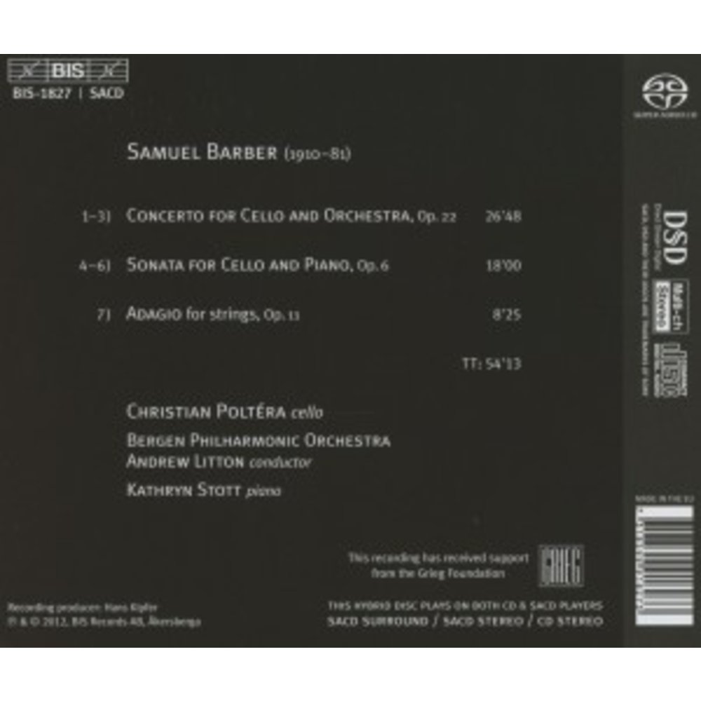 BIS Barber: Cello Concerto / Sonata