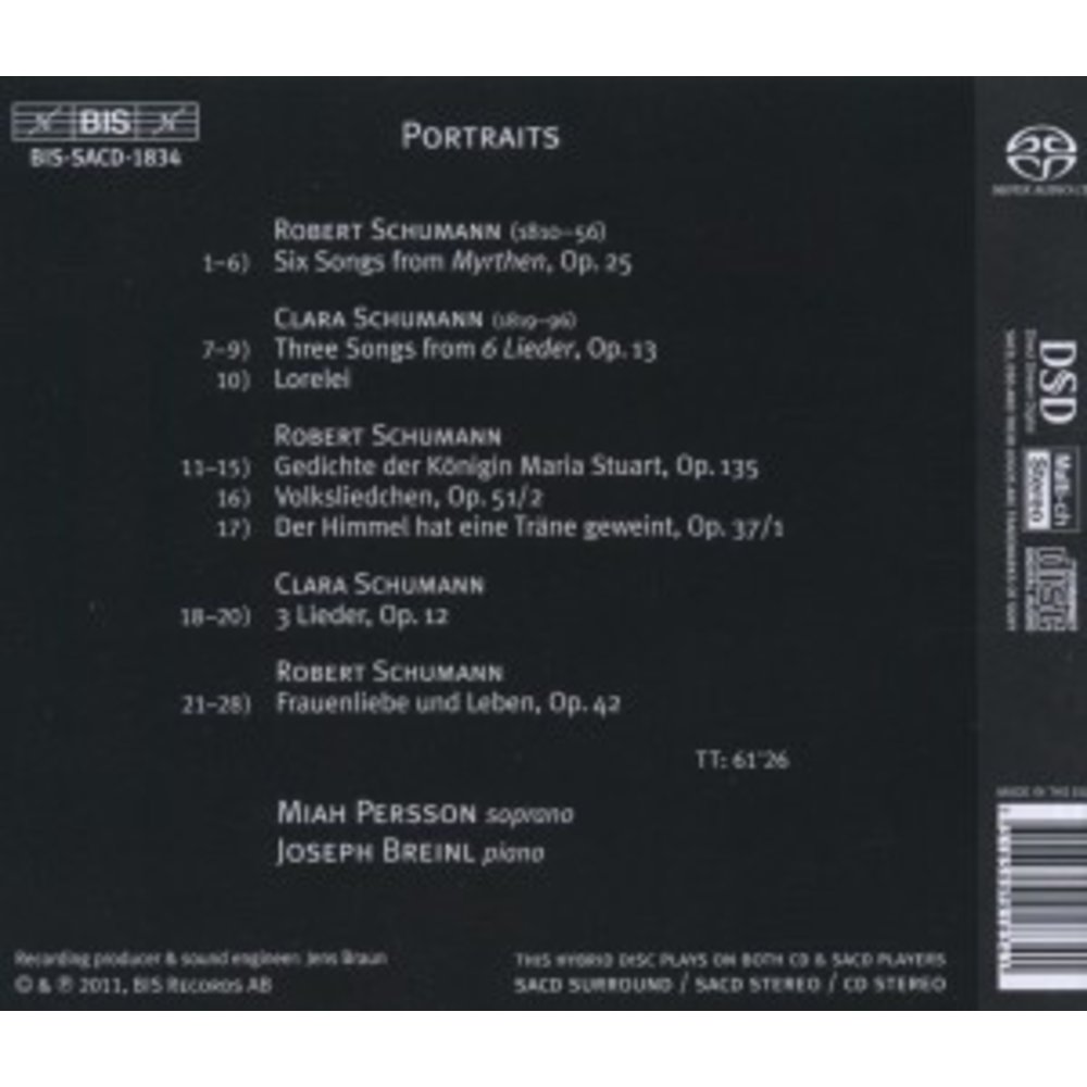 BIS Portraits - Songs By Clara And Robert Schumann