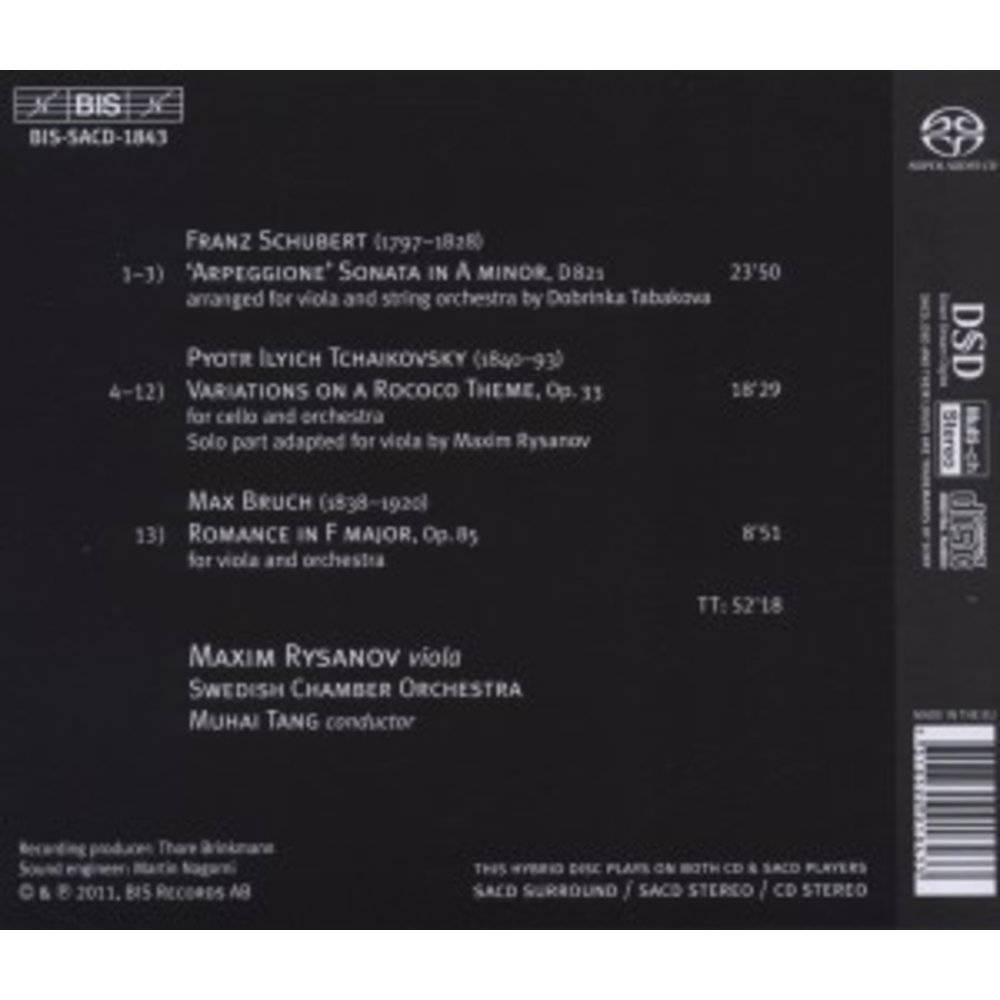 BIS Maxim Rysanov Plays Schubert - Tchaikovsky - Bru