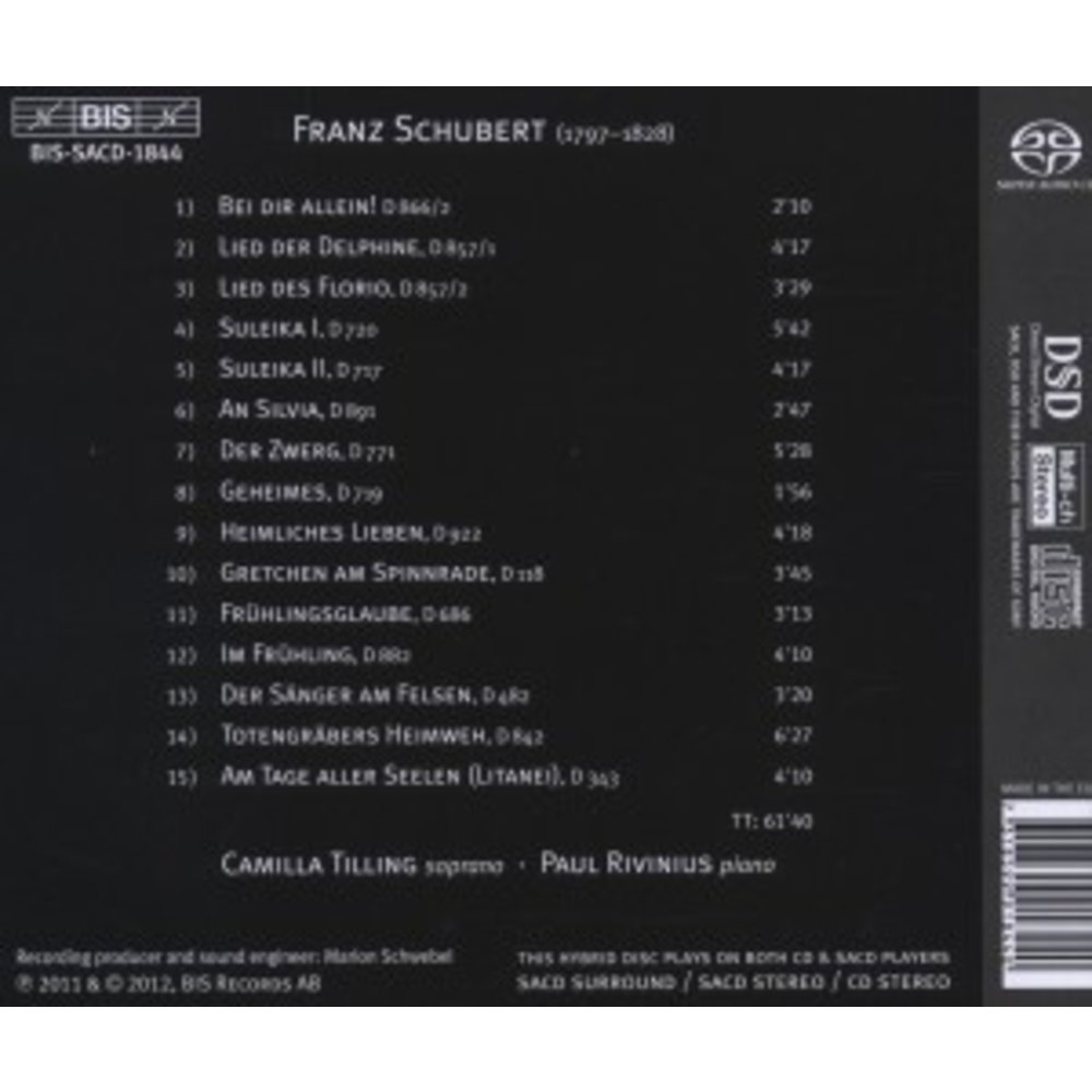 BIS Schubert: Bei Dir Allein! - Schubert Songs