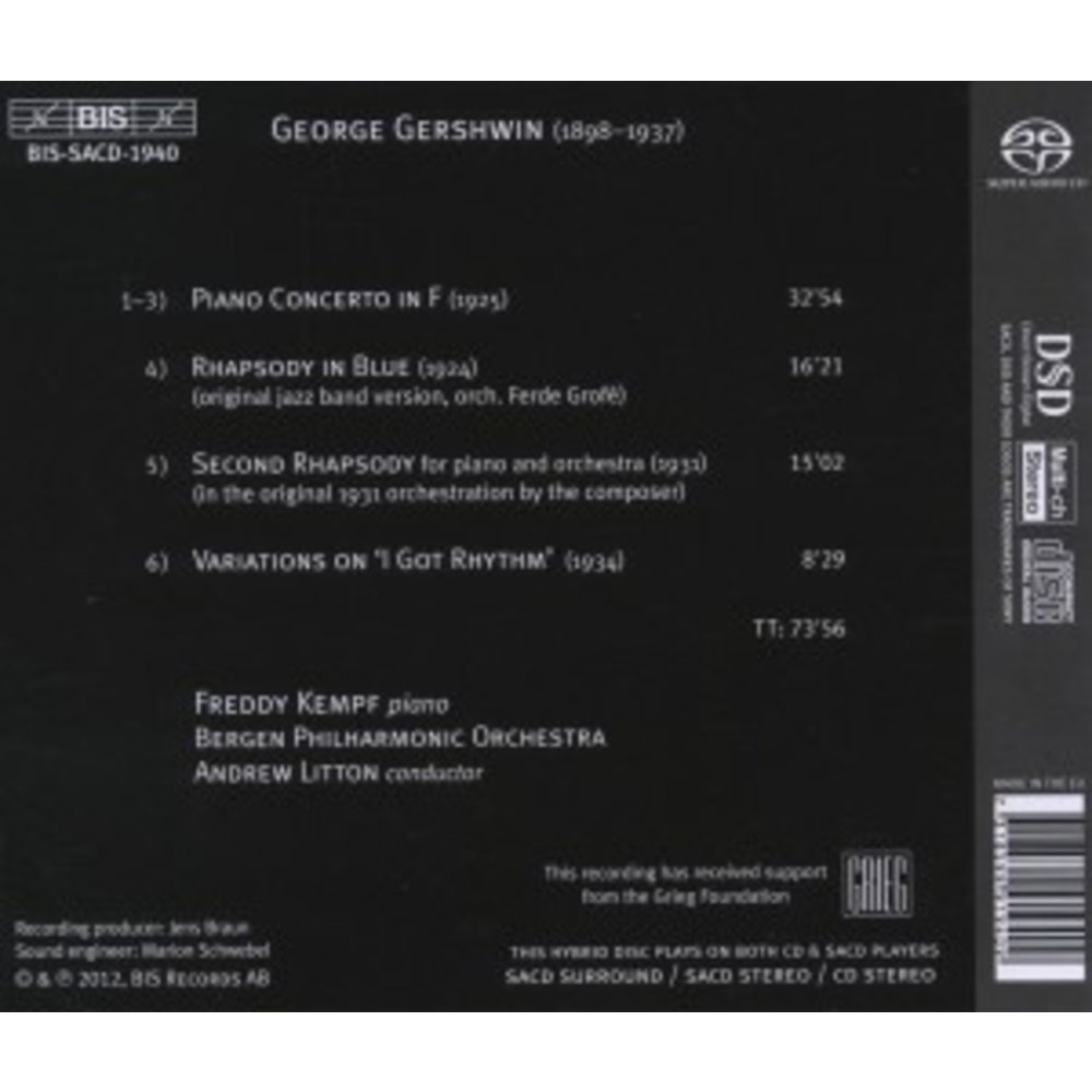 BIS Gershwin: I Got Rhythm - Piano Concerto In F