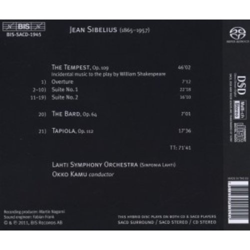 BIS Sibelius: The Tempest, The Bard & Tapiola