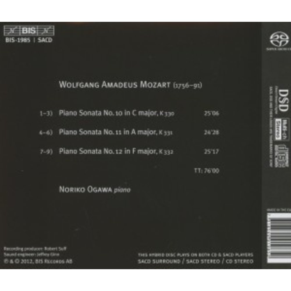 BIS Noriko Ogawa Plays Mozart Sonatas