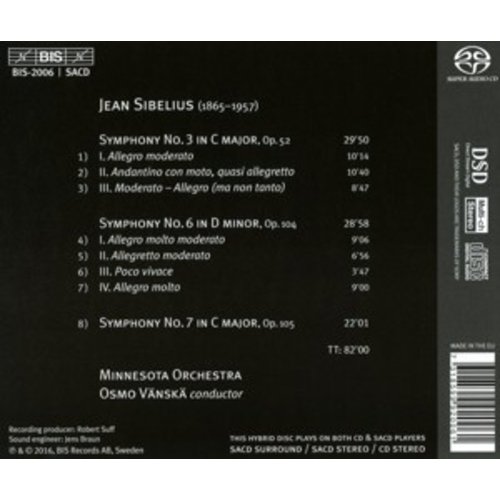 BIS Sibelius Symphonies 3, 6 & 7
