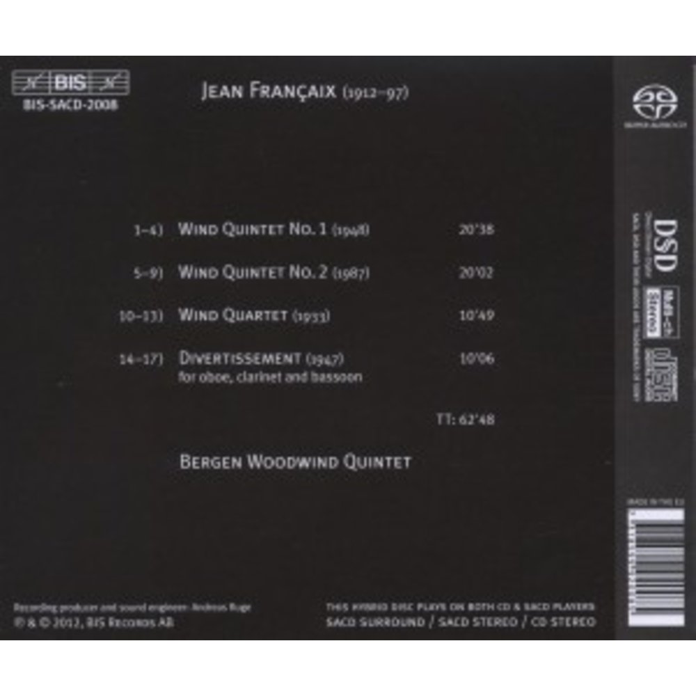 BIS Francaix: Quintets / Quartet / Divertissement