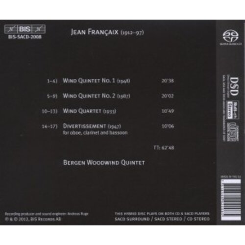 BIS Francaix: Quintets / Quartet / Divertissement