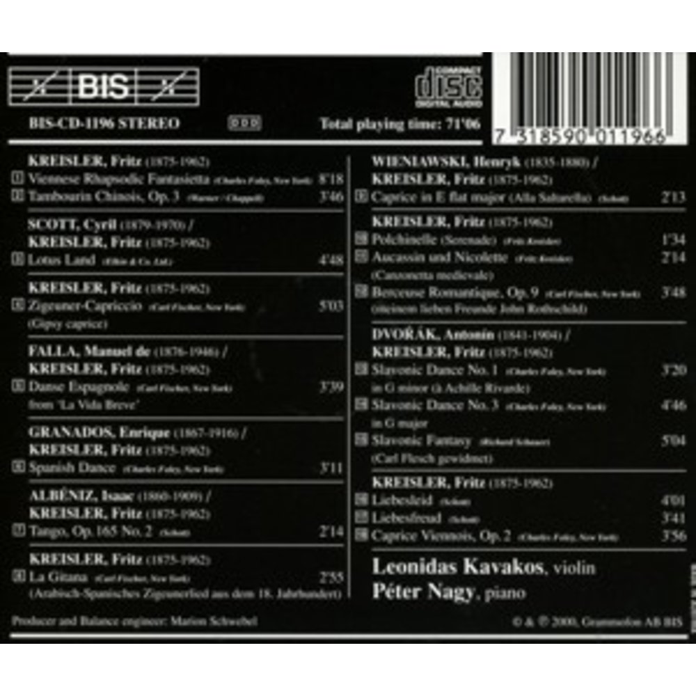 BIS Kreisler - Vln+Pn