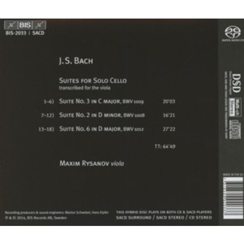 BIS Maxim Rysanov Plays Bach Suites Ii