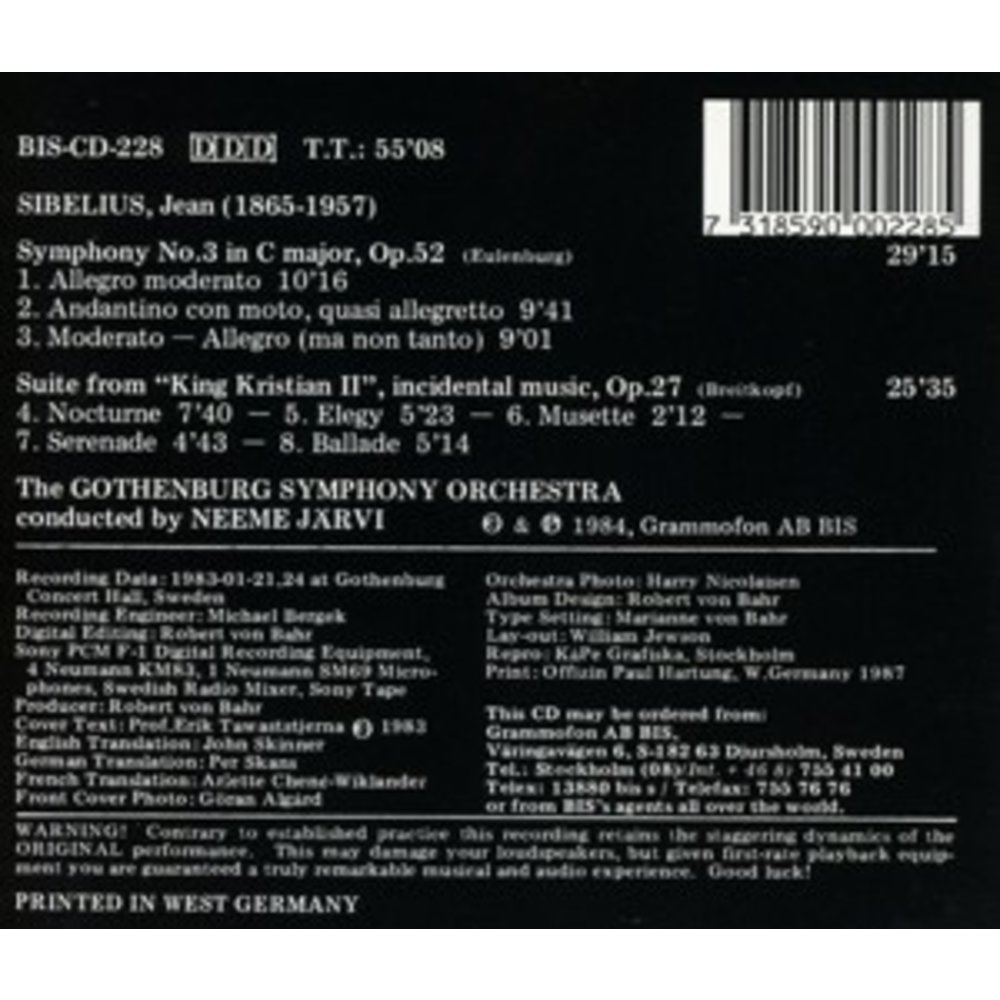 BIS Sibelius - (7) Symph. 3