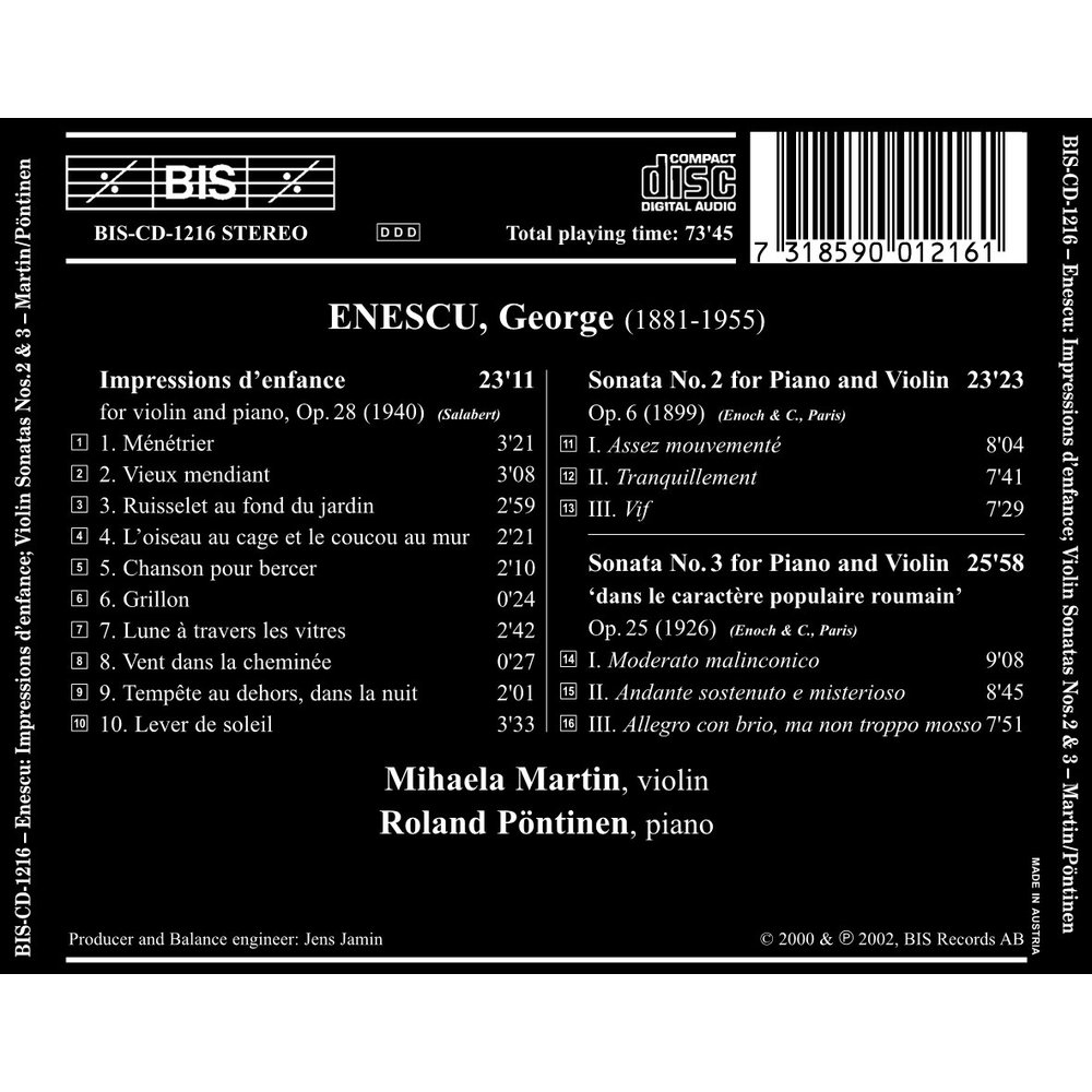 BIS Enescu: Violin Sonatas 2 & 3