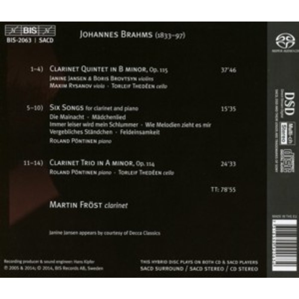 BIS Brahms Clarinet Quintet & Trio