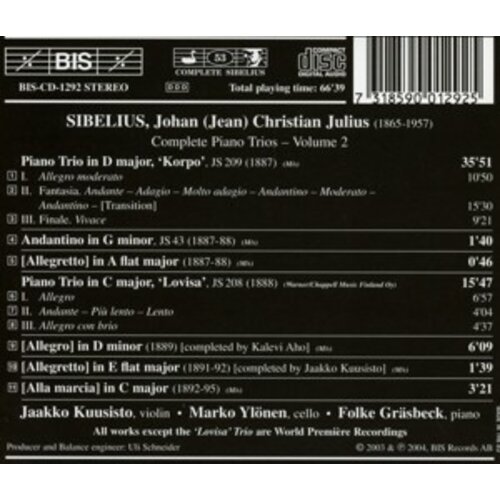 BIS Sibelius - (53) Pn Trio 2
