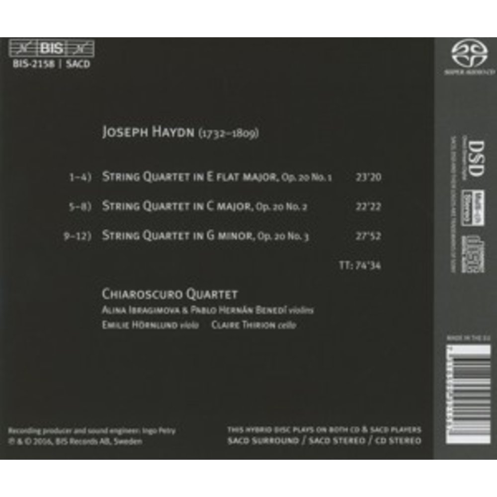 BIS String Quartets, Op. 20 Nos. 1-3