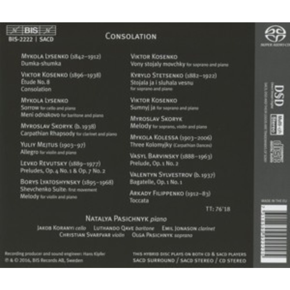 BIS Consolation - Forgotten Treasures Of The Ukrain Soul